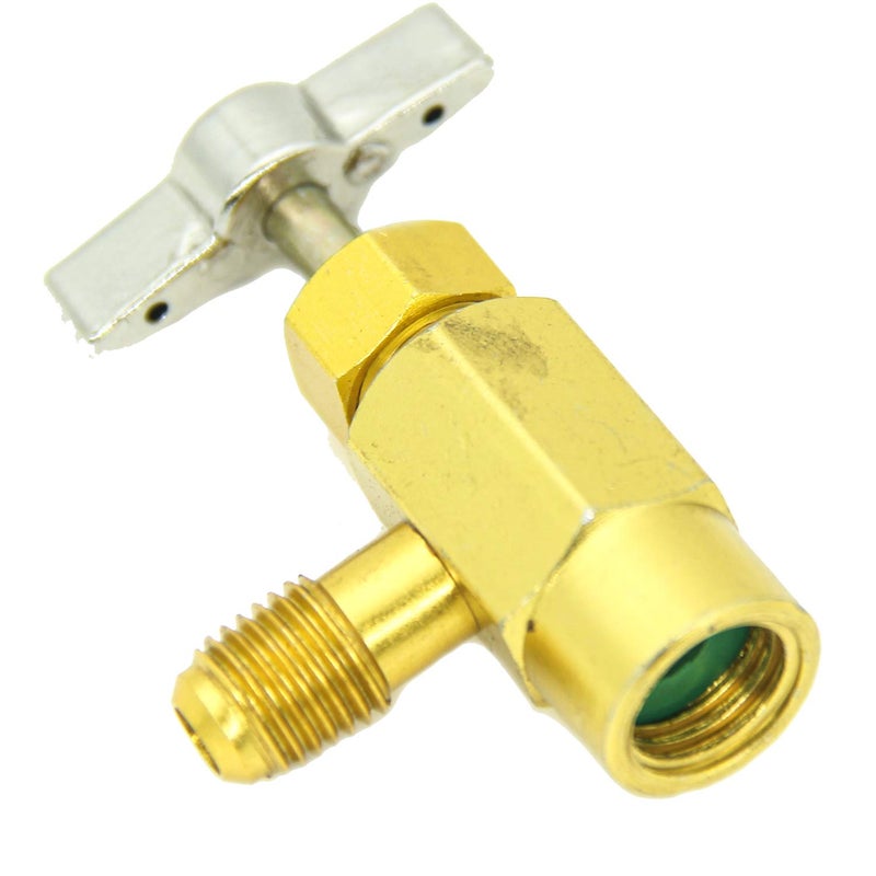QDJUNE R134a Can Tap, Puncture Style Cans, with 1/4" SAE Male Thread to Connect R12 Manifold, R134A Valve Tool Bottle Opener 1/2In Female,1/4In SAE Male, for Automotive Air Conditioner Hose Fitting - Image 1